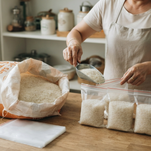 Gạo ST21 sau khi mở bao: chia phần để hạn chế hút ẩm