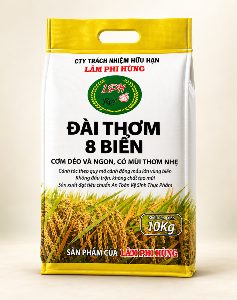 Gạo Đài Thơm 8 Biển Lâm Phi Hùng Xát Mộc 10kg