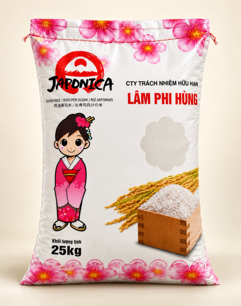 Gạo Nhật Japonica Lâm Phi Hùng 25kg