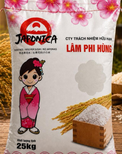 Gạo Nhật Japonica Lâm Phi Hùng 25kg