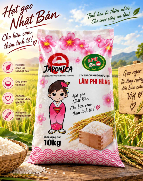 Gạo Nhật Japonica Lâm Phi Hùng 10kg