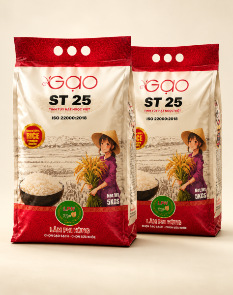 Combo 2 túi gạo ST25 Lúa Tôm Lâm Phi Hùng 5kg